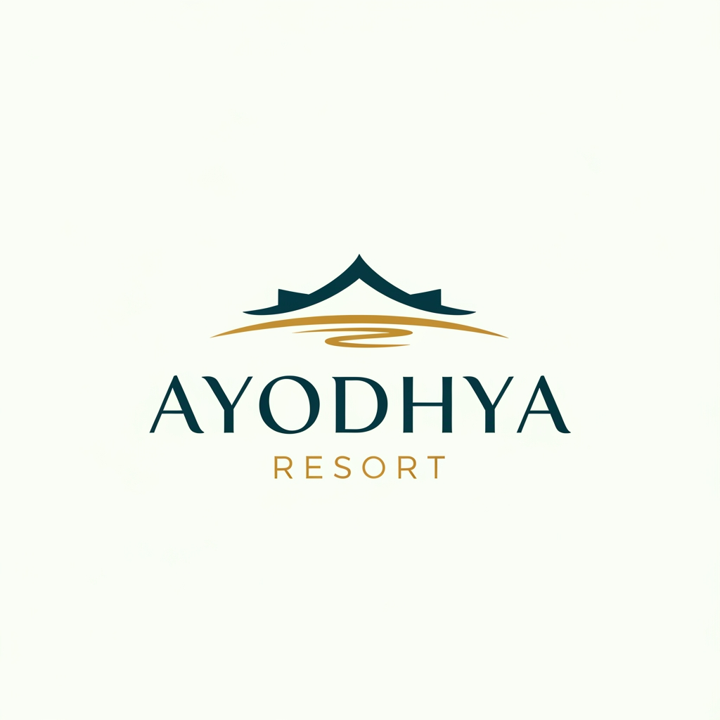 AI Design for a logo for "Ayodhya resort" which would look elegant and professional rather than spiritual