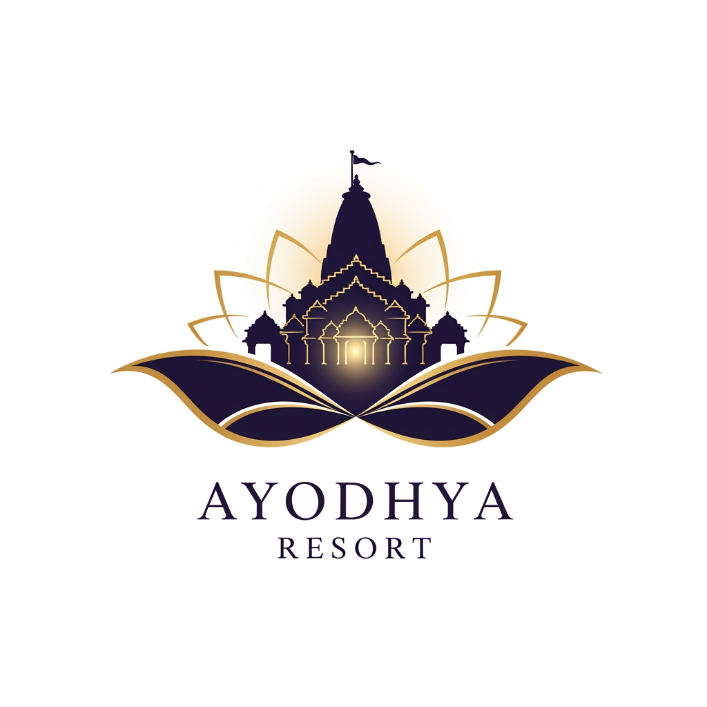 AI Design for a logo for "Ayodhya resort" with combination of spirituality and elegance dont use common nature like tree, sun etc...