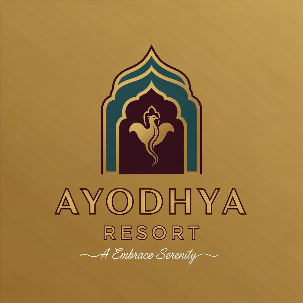 AI Design for a logo for "Ayodhya resort" elegance dont use common nature like tree, sun etc...