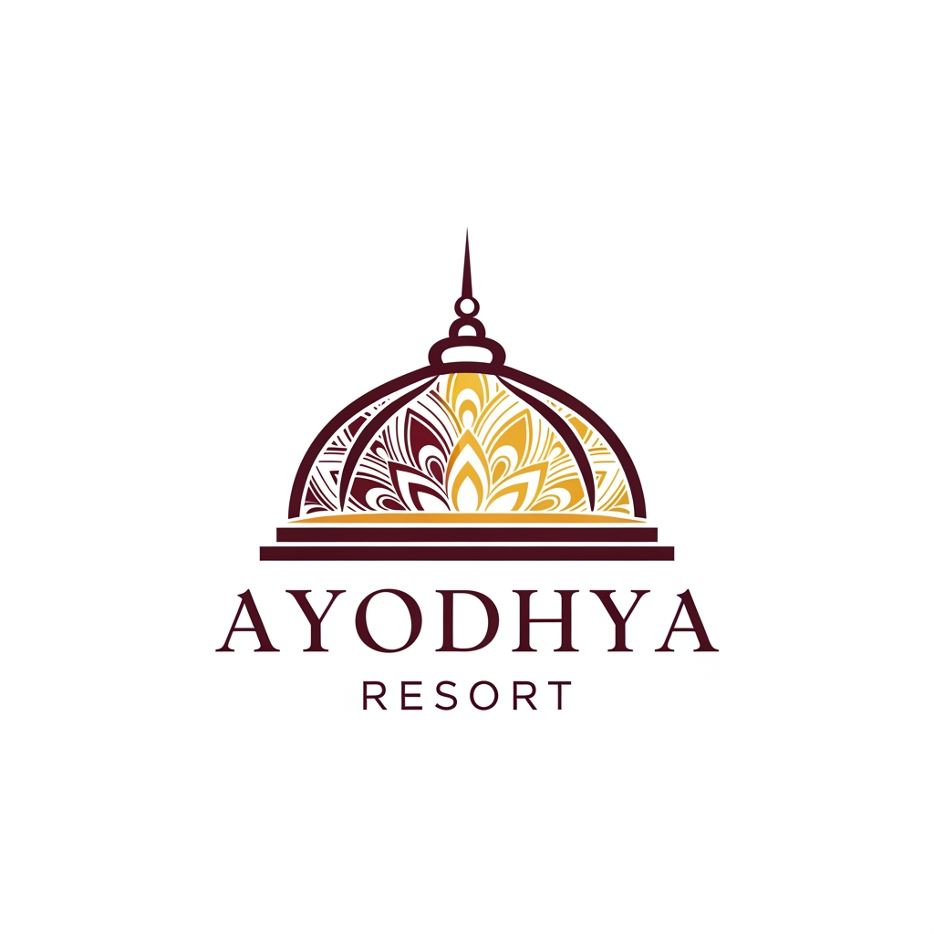 AI Design for a logo for "Ayodhya resort" elegance dont use common nature like tree, sun etc...