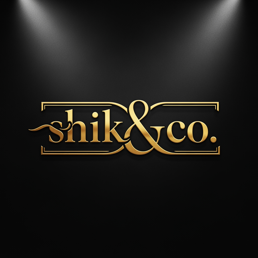 AI Design for give me a brand premium golden logo of my company ashik and co but ashik and that co didnt want full name (dont want Ashik full name A )