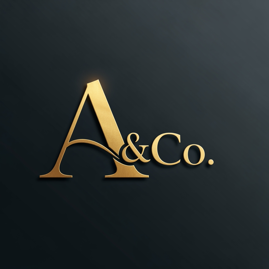 AI Design for give me a brand premium golden logo of my company ashik and co but ashik and that co didnt want full name (dont want Ashik full instead i want name A only )