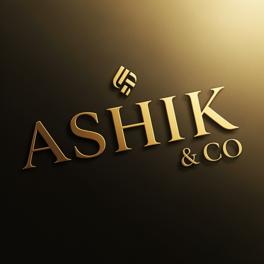 AI Design for give me a brand premium golden logo of my company ashik and co but ashik and that co didnt want full name