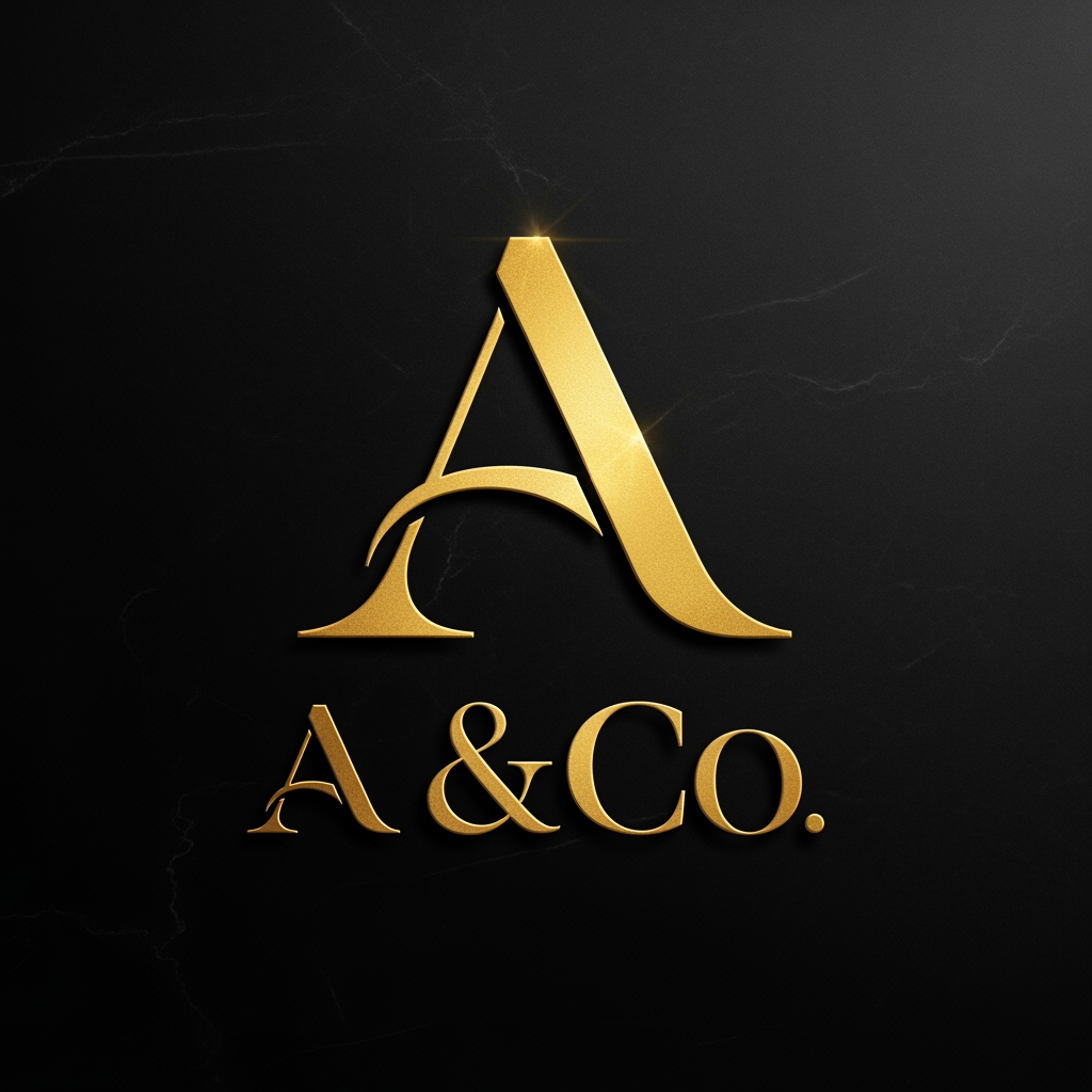 AI Design for give me a brand premium golden logo of my company ashik and co but ashik and that co didnt want full name (dont want Ashik full instead i want name A only )