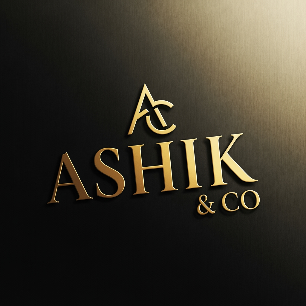 AI Design for give me a brand premium golden logo of my company ashik and co but ashik and that co didnt want full name