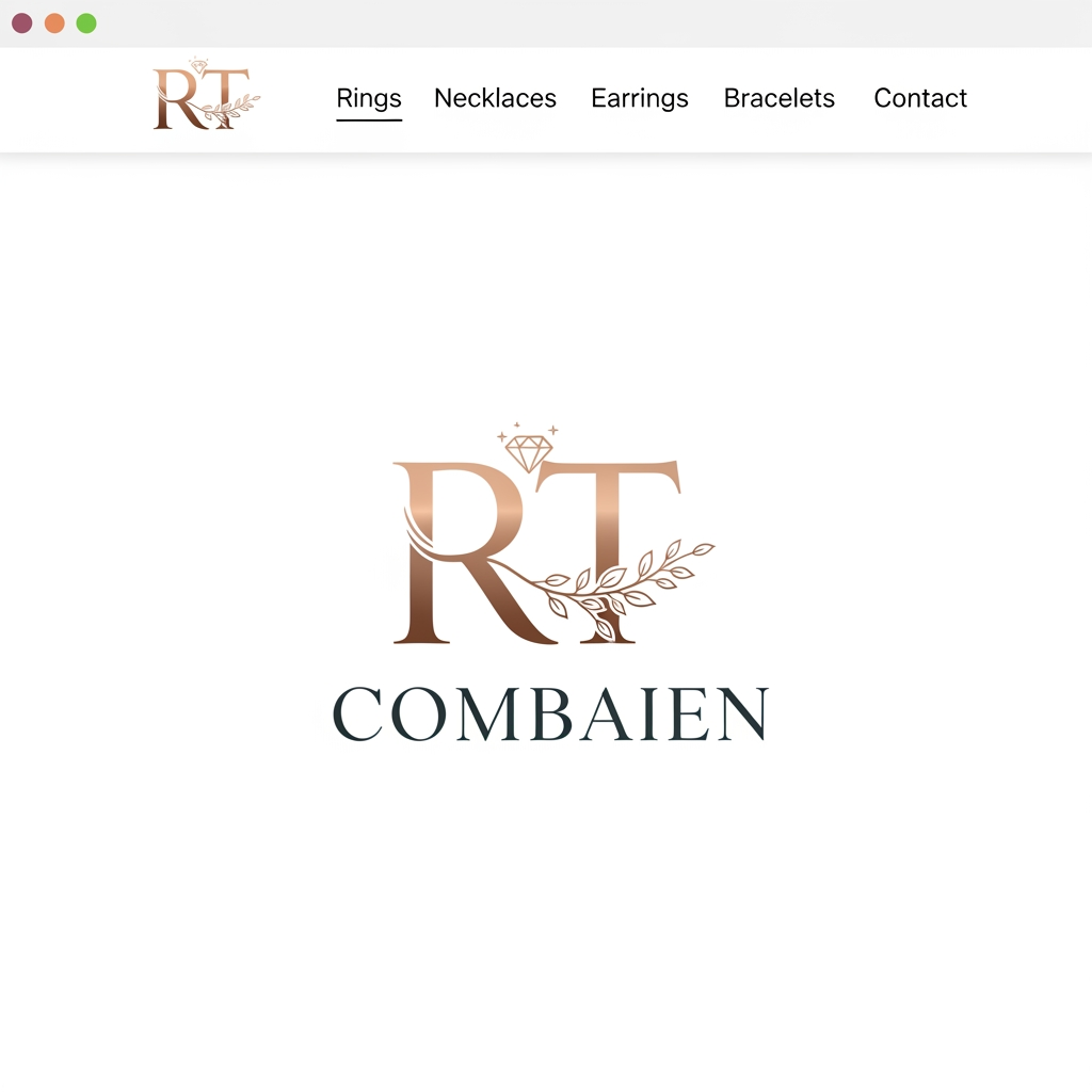 AI Design for RT text combaien logo jewellery website logo