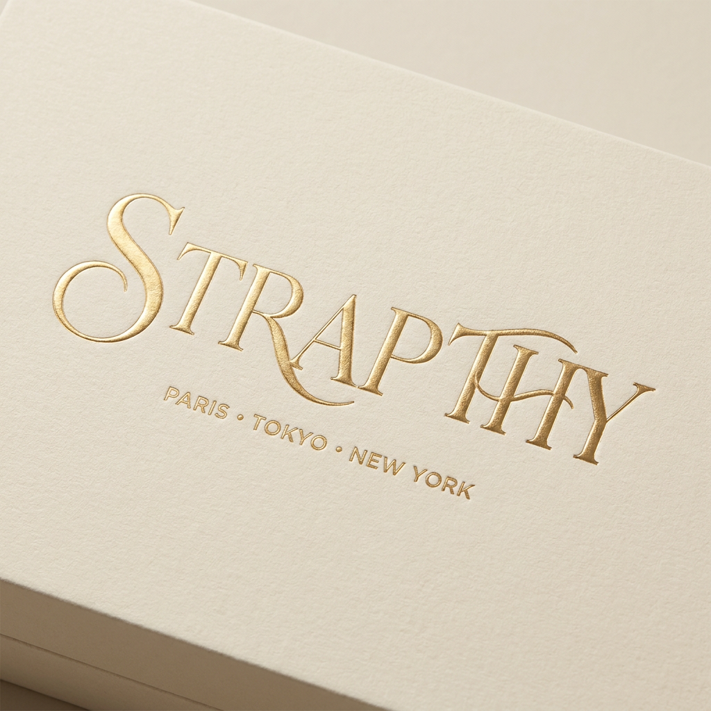 AI Design for Create a world-class luxury cosmetic wordmark for STRAPTHY. Design bespoke serif typography with a sculptural S and a distinctive TH ligature. Elegant curves, refined proportions, premium spacing, subtle artisan craftsmanship, timeless beauty-house aesthetic. No separate icon. The wordmark itself should be memorable enough to function as the brand identity. Suitable for beige luxury packaging, skincare, cosmetics, fragrances, and handcrafted soaps. Minimal, sophisticated, and globally recognizable.