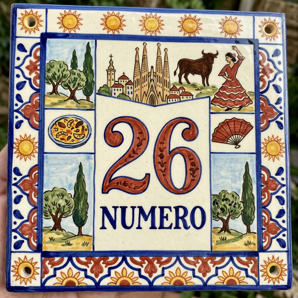 AI Design for 26 numero en cerámica pintado inspo