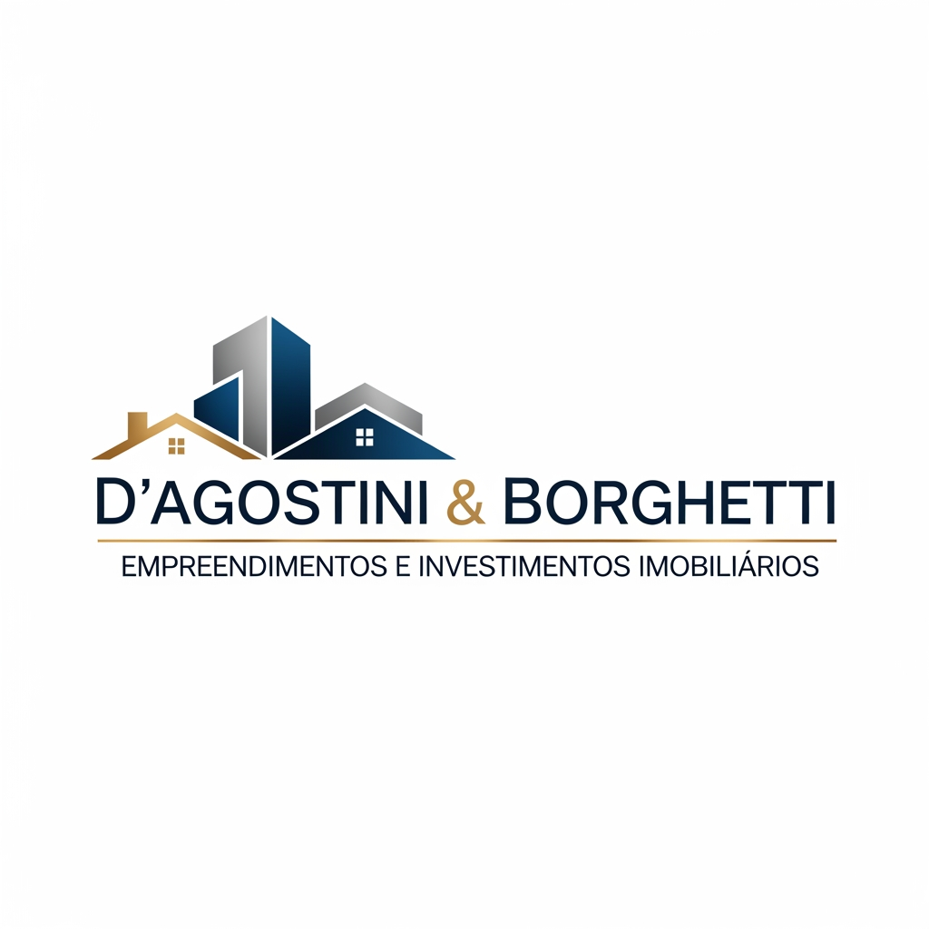 AI Design for quero criar um logo para uma empresa de investimentos imobiliarios, vou usar o meu sobrenome e de meu socio, D'Agostini & Borghetti, a frase abaixo pode ser "empreendimentos e investimentos imobiliários", o logo tambem deve remeter ao ramo de atuação