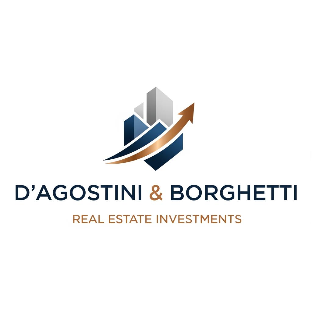 AI Design for quero criar um logo para uma empresa de investimentos imobiliarios, vou usar o meu sobrenome e de meu socio, D'Agostini & Borghetti
