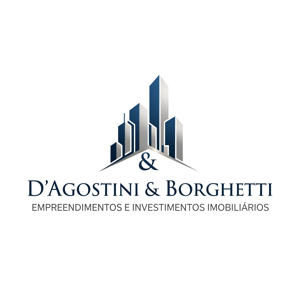 AI Design for quero criar um logo para uma empresa de investimentos imobiliarios, vou usar o meu sobrenome e de meu socio, D'Agostini & Borghetti, a frase abaixo pode ser "empreendimentos e investimentos imobiliários", o logo tambem deve remeter ao ramo de atuação