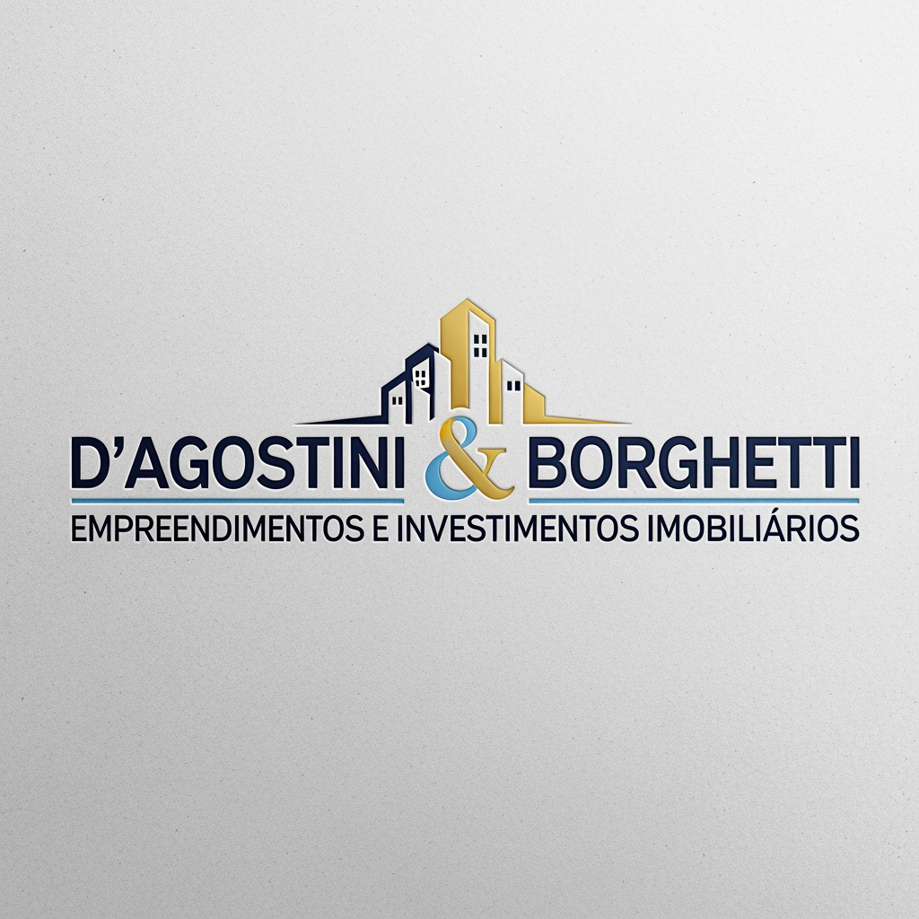 AI Design for quero criar um logo para uma empresa de investimentos imobiliarios, vou usar o meu sobrenome e de meu socio, D'Agostini & Borghetti, a frase abaixo pode ser "empreendimentos e investimentos imobiliários", o logo tambem deve remeter ao ramo de atuação