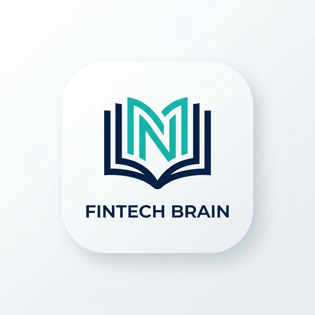 AI Design for A modern, minimalist app icon design for a fintech platform called Fintech Brain. The logo should be meaniful but shouldnot focus on finance and brain but overall news app The composition is clean, centered, and high-contrast, set against a soft matte white background with subtle depth and professional vector aesthetics.