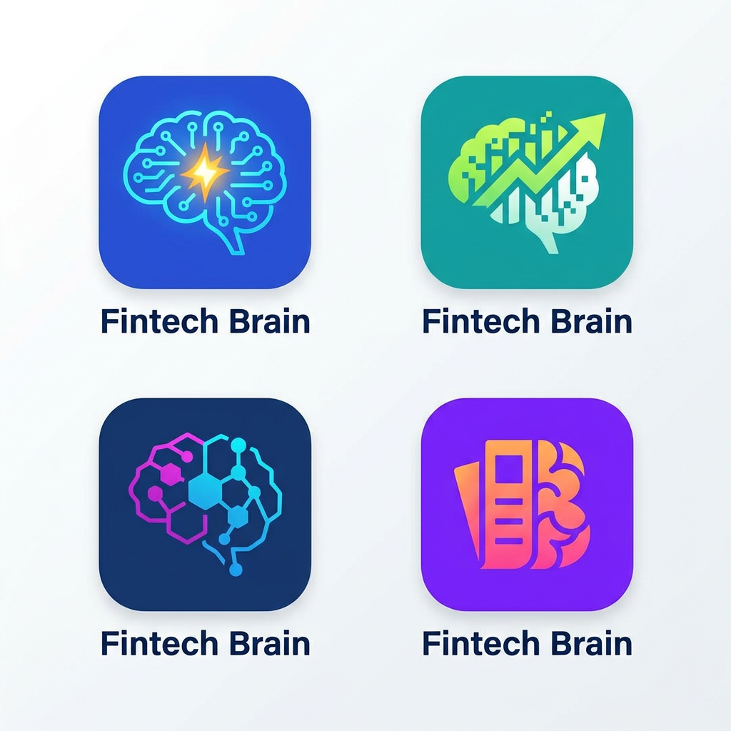 AI Design for i building a news app for Genz and millianila focused . App name is Fintech Brain. i need app icon for the app and it has to be logo also something very clean and modern