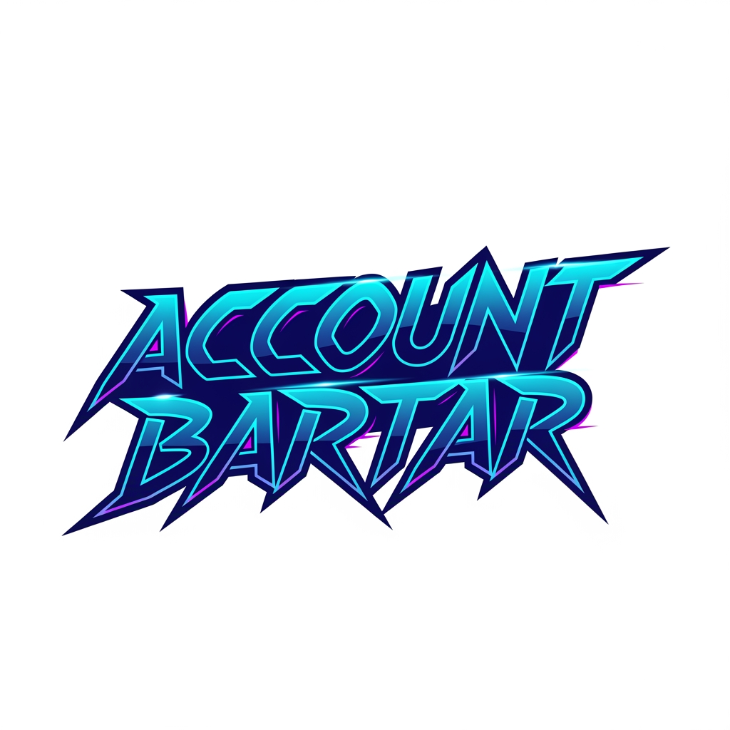 AI Design for Design a world-class esports style wordmark logo for "Account Bartar".
Typography only.
Aggressive yet clean custom lettering.
Dynamic angles, futuristic gaming energy, premium competitive gaming aesthetic.
Highly recognizable silhouette even at small sizes.
Electric blue, neon cyan and purple accents.
Modern vector logo, transparent background.
No icon, no controller, no mascot.
Focus on custom typography and brand identity.