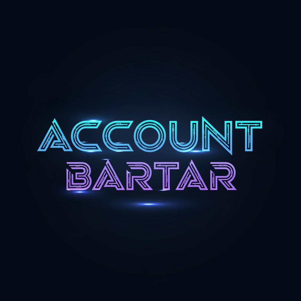 AI Design for Create a premium wordmark logo for "Account Bartar".

Typography only, no icon, no symbol.

Design a custom futuristic typeface that feels like a fusion of gaming, technology and digital commerce.

Clean geometric letterforms, sharp cuts, subtle cyber-tech details, luxury esports branding.

The typography should communicate trust, premium value, security and digital ownership.

Modern startup quality, highly memorable, suitable for marketplace platform branding.

Dark background presentation.

Colors: electric blue, cyan, violet gradient with subtle glow.

Vector design, transparent background.

No mascot, no controller, no shield, no extra icon.

Focus entirely on unique typography.