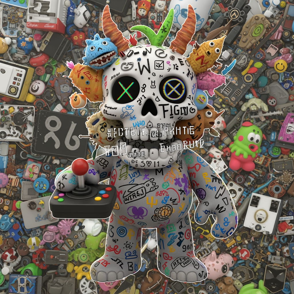AI Design for controller, joystick, mascot, character, skull, animal, text distortion, blurry, low quality, watermark, complex background, 3D mockup, over-detailed, cartoon, childish, clipart, random symbols