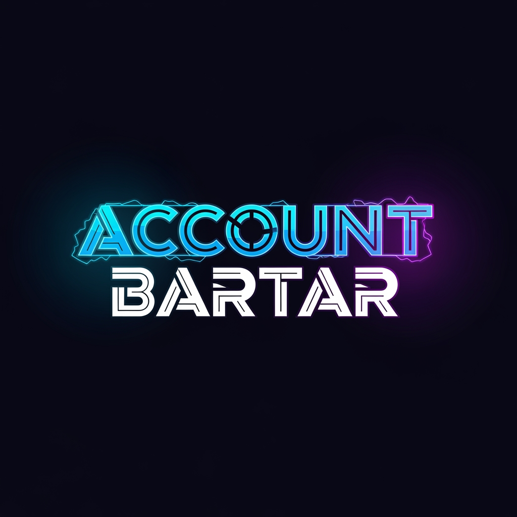 AI Design for Create a custom wordmark logo for "Account Bartar".
Typography only.
Design the lettering so that hidden visual elements subtly form the initials A and B within the wordmark structure without making them obvious.
Premium gaming marketplace aesthetic.
Futuristic geometric construction, clean vector precision.
Modern esports and technology branding.
Dark background.
Electric blue, cyan and violet glow accents.
No standalone icon, no mascot, no controller.
Transparent background.