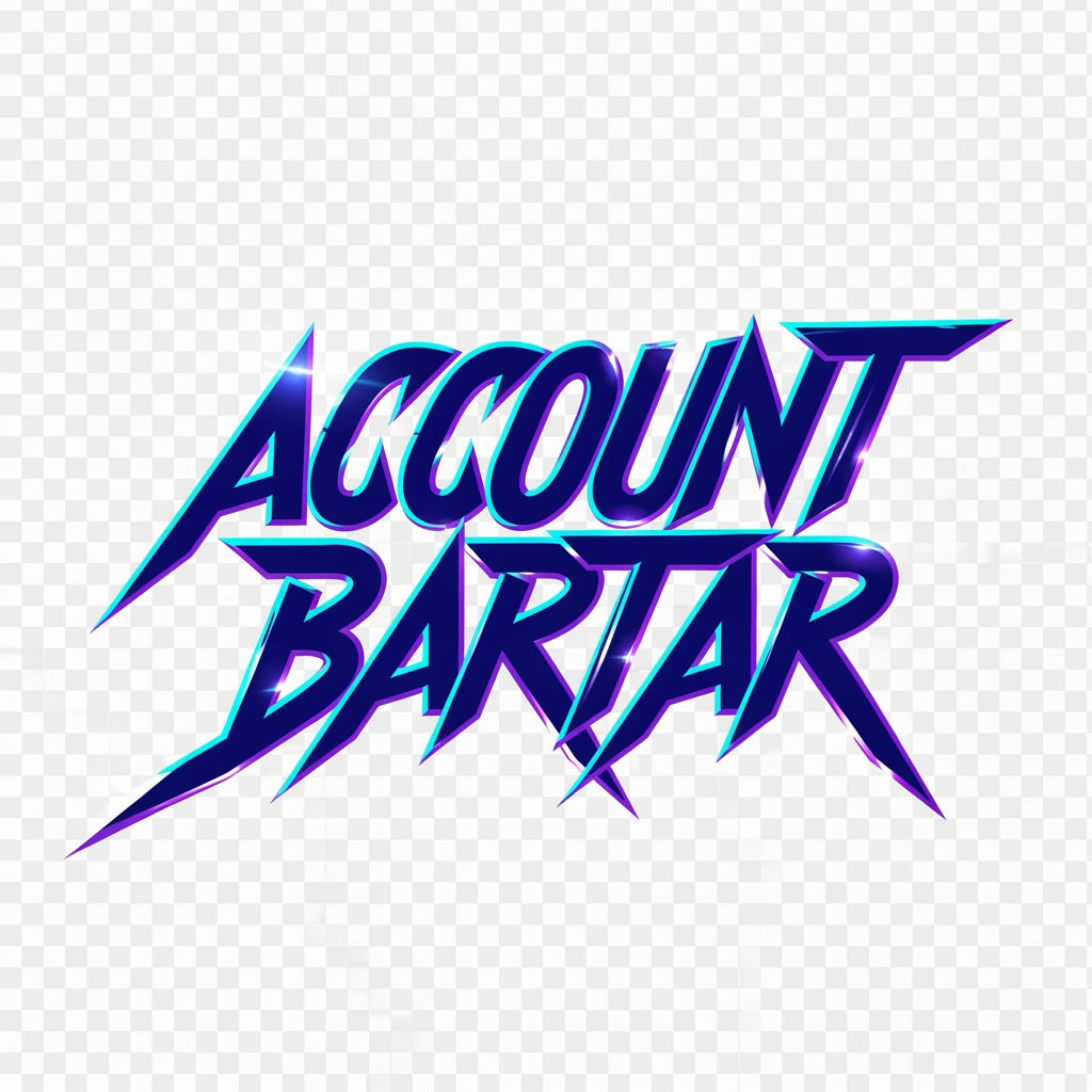 AI Design for Design a world-class esports style wordmark logo for "Account Bartar".
Typography only.
Aggressive yet clean custom lettering.
Dynamic angles, futuristic gaming energy, premium competitive gaming aesthetic.
Highly recognizable silhouette even at small sizes.
Electric blue, neon cyan and purple accents.
Modern vector logo, transparent background.
No icon, no controller, no mascot.
Focus on custom typography and brand identity.