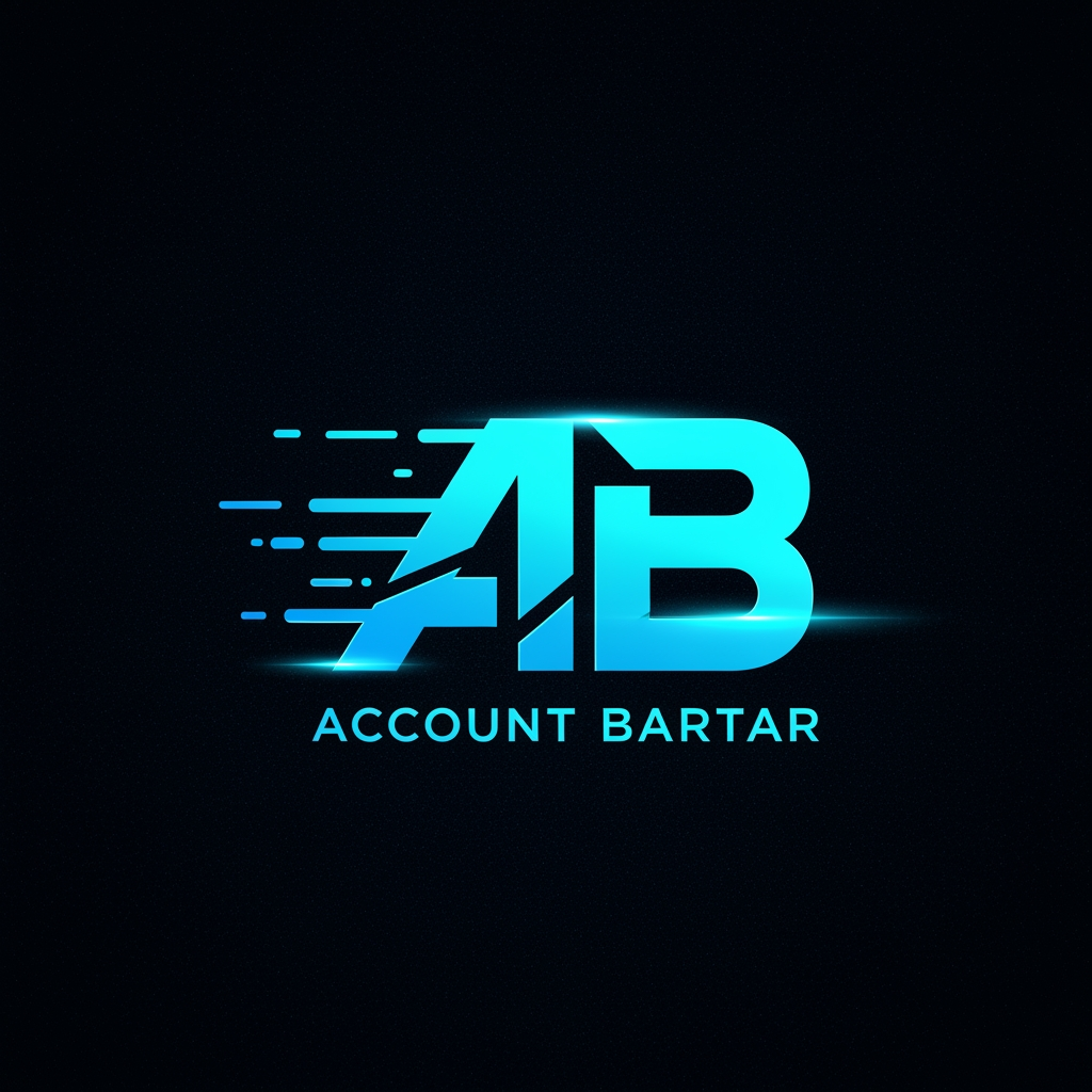 AI Design for Create a modern gaming marketplace logo for "Account Bartar".
Design a custom AB monogram with dynamic speed lines and digital motion effects.
The logo should represent fast account delivery, trust, and premium gaming services.
Sharp futuristic geometry, clean vector design, esports branding quality.
Neon cyan and electric blue highlights on a dark background.
Inspired by high-performance gaming hardware and competitive esports organizations.
No mascot, no animal, no controller, no weapon, no shield, no currency symbols.
Minimalist, memorable, scalable.