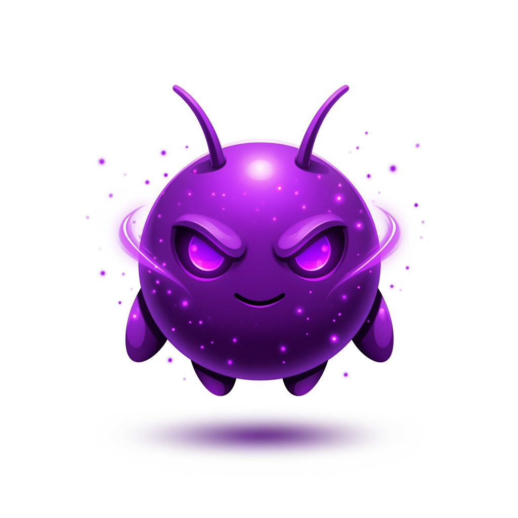 AI Design for Create a world-class premium mascot logo for a professional gaming marketplace.
Design an iconic, perfectly round mythical mascot with an ultra-clean spherical body, tiny floating hands, short legs, and two short antennae. The silhouette must be bold, minimal, instantly recognizable, and suitable for a modern gaming brand.
The mascot should feel like an ultra-rare legendary companion from a AAA fantasy game.
Balance:
40% cute
60% powerful
Its face is the main focus.
Give it glowing arcane violet eyes with a sharp, confident gaze, a subtle fearless smile, and an expression that radiates intelligence, mystery, dominance, and absolute confidence without looking evil or angry.
The character should feel like an ancient magical guardian possessing limitless hidden power.
Surround the body with elegant purple magical energy, soft shadow aura, glowing particles, subtle energy wisps, cinematic rim lighting, premium bloom, glossy reflections, and luxurious lighting.
Use rich Royal Purple, Deep Violet, Indigo, and Lavender gradients inspired by premium fantasy games.
Rendering style:
premium esports mascot logo, modern game icon, polished digital painting, soft 3D, vector-inspired shapes, bold silhouette, smooth curves, high contrast, premium gradients, luxury branding, clean edges, expressive face, iconic proportions, minimal details, professional logo quality.
The mascot must immediately communicate rarity, prestige, confidence, and legendary status.
No armor.
No weapons.
No clothes.
No wings.
No horns.
No monster anatomy.
No realistic body.
No text.
No letters.
No background.
Transparent background.
The final result should look like the official mascot of a billion-dollar gaming company, suitable for website branding, app icon, favicon, merchandise, and esports identity.