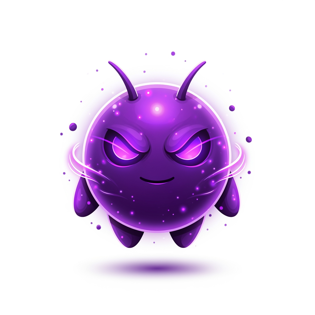 AI Design for Create a world-class premium mascot logo for a professional gaming marketplace.
Design an iconic, perfectly round mythical mascot with an ultra-clean spherical body, tiny floating hands, short legs, and two short antennae. The silhouette must be bold, minimal, instantly recognizable, and suitable for a modern gaming brand.
The mascot should feel like an ultra-rare legendary companion from a AAA fantasy game.
Balance:
40% cute
60% powerful
Its face is the main focus.
Give it glowing arcane violet eyes with a sharp, confident gaze, a subtle fearless smile, and an expression that radiates intelligence, mystery, dominance, and absolute confidence without looking evil or angry.
The character should feel like an ancient magical guardian possessing limitless hidden power.
Surround the body with elegant purple magical energy, soft shadow aura, glowing particles, subtle energy wisps, cinematic rim lighting, premium bloom, glossy reflections, and luxurious lighting.
Use rich Royal Purple, Deep Violet, Indigo, and Lavender gradients inspired by premium fantasy games.
Rendering style:
premium esports mascot logo, modern game icon, polished digital painting, soft 3D, vector-inspired shapes, bold silhouette, smooth curves, high contrast, premium gradients, luxury branding, clean edges, expressive face, iconic proportions, minimal details, professional logo quality.
The mascot must immediately communicate rarity, prestige, confidence, and legendary status.
No armor.
No weapons.
No clothes.
No wings.
No horns.
No monster anatomy.
No realistic body.
No text.
No letters.
No background.
Transparent background.
The final result should look like the official mascot of a billion-dollar gaming company, suitable for website branding, app icon, favicon, merchandise, and esports identity.