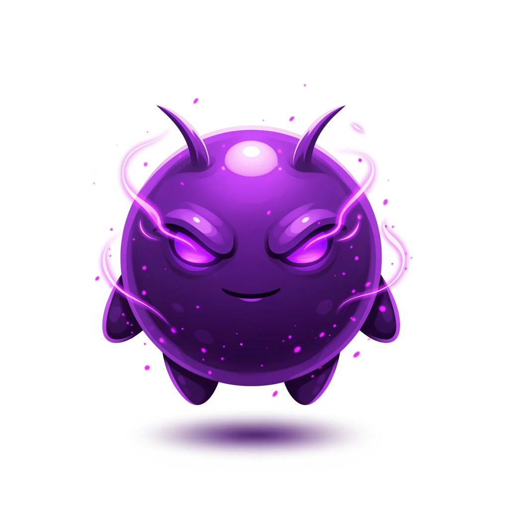 AI Design for Create a world-class premium mascot logo for a professional gaming marketplace.
Design an iconic, perfectly round mythical mascot with an ultra-clean spherical body, tiny floating hands, short legs, and two short antennae. The silhouette must be bold, minimal, instantly recognizable, and suitable for a modern gaming brand.
The mascot should feel like an ultra-rare legendary companion from a AAA fantasy game.
Balance:
40% cute
60% powerful
Its face is the main focus.
Give it glowing arcane violet eyes with a sharp, confident gaze, a subtle fearless smile, and an expression that radiates intelligence, mystery, dominance, and absolute confidence without looking evil or angry.
The character should feel like an ancient magical guardian possessing limitless hidden power.
Surround the body with elegant purple magical energy, soft shadow aura, glowing particles, subtle energy wisps, cinematic rim lighting, premium bloom, glossy reflections, and luxurious lighting.
Use rich Royal Purple, Deep Violet, Indigo, and Lavender gradients inspired by premium fantasy games.
Rendering style:
premium esports mascot logo, modern game icon, polished digital painting, soft 3D, vector-inspired shapes, bold silhouette, smooth curves, high contrast, premium gradients, luxury branding, clean edges, expressive face, iconic proportions, minimal details, professional logo quality.
The mascot must immediately communicate rarity, prestige, confidence, and legendary status.
No armor.
No weapons.
No clothes.
No wings.
No horns.
No monster anatomy.
No realistic body.
No text.
No letters.
No background.
Transparent background.
The final result should look like the official mascot of a billion-dollar gaming company, suitable for website branding, app icon, favicon, merchandise, and esports identity.