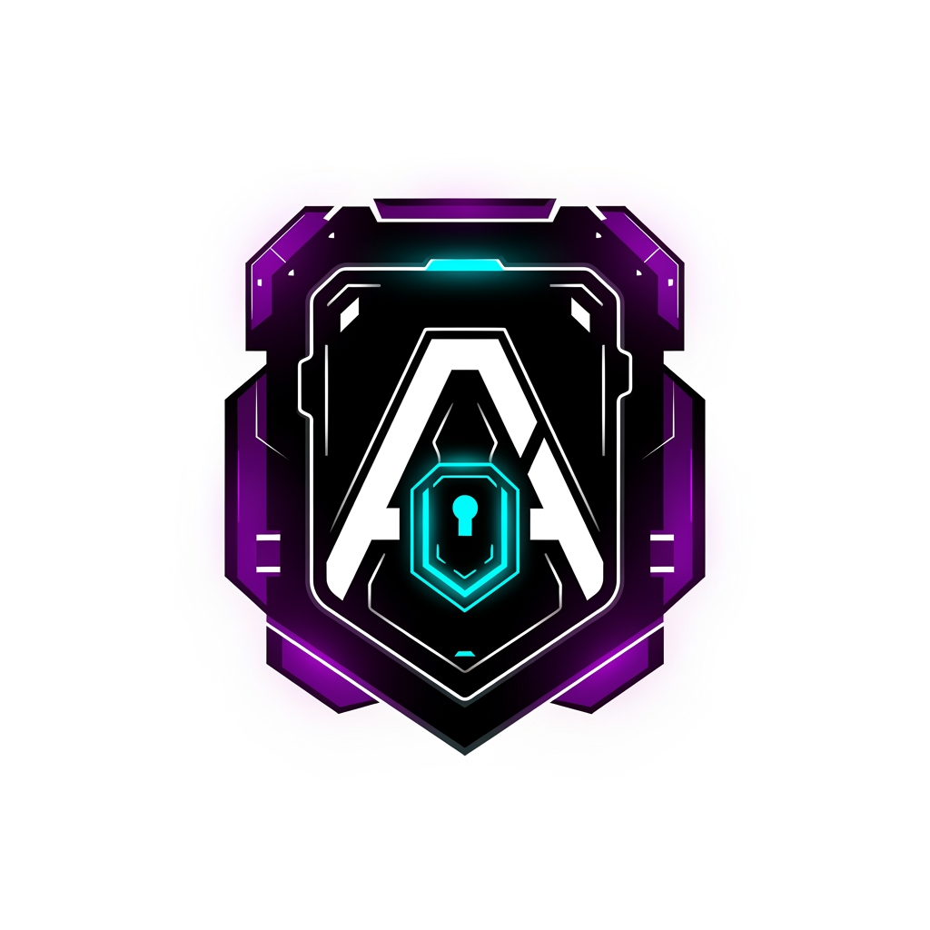 AI Design for Create an iconic gaming marketplace symbol inspired by a futuristic digital vault.

The emblem should look like a secure container protecting rare gaming assets and accounts.

Combine advanced technology, digital ownership and premium value into one clean shape.

AAA gaming brand quality, esports logo style, geometric futuristic design.

No letters, no text, no mascot, no controller.

Strong silhouette, clean vector design, glowing cyan and purple energy accents.

Transparent background.
