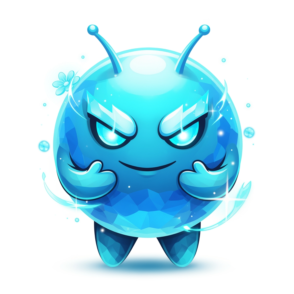 AI Design for Create a world-class premium mascot logo for a professional gaming marketplace.
Design an iconic, perfectly round mythical mascot with an ultra-clean spherical body, tiny floating hands, short legs, and two short antennae. The silhouette must be bold, simple, modern, and instantly recognizable like a premium game icon.
The mascot should feel like a legendary magical companion from a AAA fantasy game.
Balance:
40% adorable
60% powerful
The face is the main focus.
Give it sharp glowing cyan-blue magical eyes with a confident intelligent smile. The expression should radiate calm confidence, hidden power, wisdom, mystery, and heroic charisma without looking evil or aggressive.
Surround the mascot with elegant magical energy, soft glowing particles, subtle aura, cinematic lighting, glossy reflections, soft bloom, and premium highlights.
Color palette:
Electric Cyan, Sky Blue, Azure Blue, Ice Blue, White highlights.
Use smooth premium gradients with glossy crystal-like reflections. The mascot should look luminous, magical, fresh, luxurious, and energetic instead of dark.
Rendering style:
premium esports mascot logo, AAA game branding, premium mobile game icon, soft 3D, vector-inspired, polished digital illustration, bold silhouette, clean curves, expressive face, luxury branding, minimal details, glossy finish, high contrast.
The mascot must immediately communicate rarity, prestige, confidence, intelligence, and legendary status.
No armor.
No clothes.
No weapons.
No wings.
No horns.
No realistic anatomy.
No text.
No letters.
No background.
Transparent background.
The final logo should resemble the mascot of a top-tier gaming company, suitable for website branding, app icon, favicon, and esports identity.