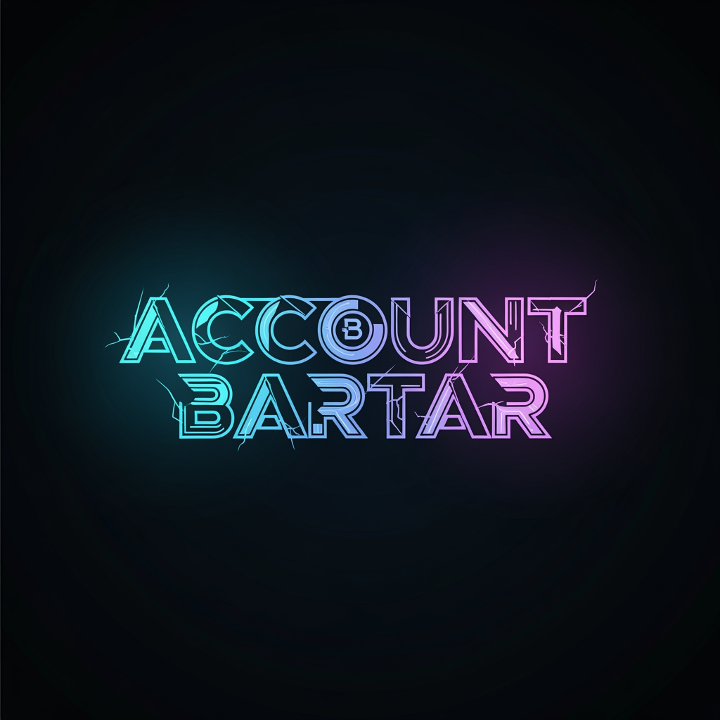 AI Design for Create a custom wordmark logo for "Account Bartar".
Typography only.
Design the lettering so that hidden visual elements subtly form the initials A and B within the wordmark structure without making them obvious.
Premium gaming marketplace aesthetic.
Futuristic geometric construction, clean vector precision.
Modern esports and technology branding.
Dark background.
Electric blue, cyan and violet glow accents.
No standalone icon, no mascot, no controller.
Transparent background.
