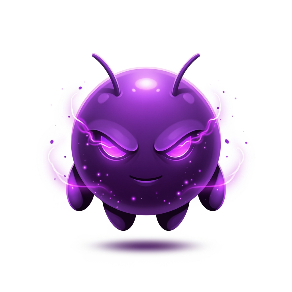 AI Design for Create a world-class premium mascot logo for a professional gaming marketplace.
Design an iconic, perfectly round mythical mascot with an ultra-clean spherical body, tiny floating hands, short legs, and two short antennae. The silhouette must be bold, minimal, instantly recognizable, and suitable for a modern gaming brand.
The mascot should feel like an ultra-rare legendary companion from a AAA fantasy game.
Balance:
40% cute
60% powerful
Its face is the main focus.
Give it glowing arcane violet eyes with a sharp, confident gaze, a subtle fearless smile, and an expression that radiates intelligence, mystery, dominance, and absolute confidence without looking evil or angry.
The character should feel like an ancient magical guardian possessing limitless hidden power.
Surround the body with elegant purple magical energy, soft shadow aura, glowing particles, subtle energy wisps, cinematic rim lighting, premium bloom, glossy reflections, and luxurious lighting.
Use rich Royal Purple, Deep Violet, Indigo, and Lavender gradients inspired by premium fantasy games.
Rendering style:
premium esports mascot logo, modern game icon, polished digital painting, soft 3D, vector-inspired shapes, bold silhouette, smooth curves, high contrast, premium gradients, luxury branding, clean edges, expressive face, iconic proportions, minimal details, professional logo quality.
The mascot must immediately communicate rarity, prestige, confidence, and legendary status.
No armor.
No weapons.
No clothes.
No wings.
No horns.
No monster anatomy.
No realistic body.
No text.
No letters.
No background.
Transparent background.
The final result should look like the official mascot of a billion-dollar gaming company, suitable for website branding, app icon, favicon, merchandise, and esports identity.