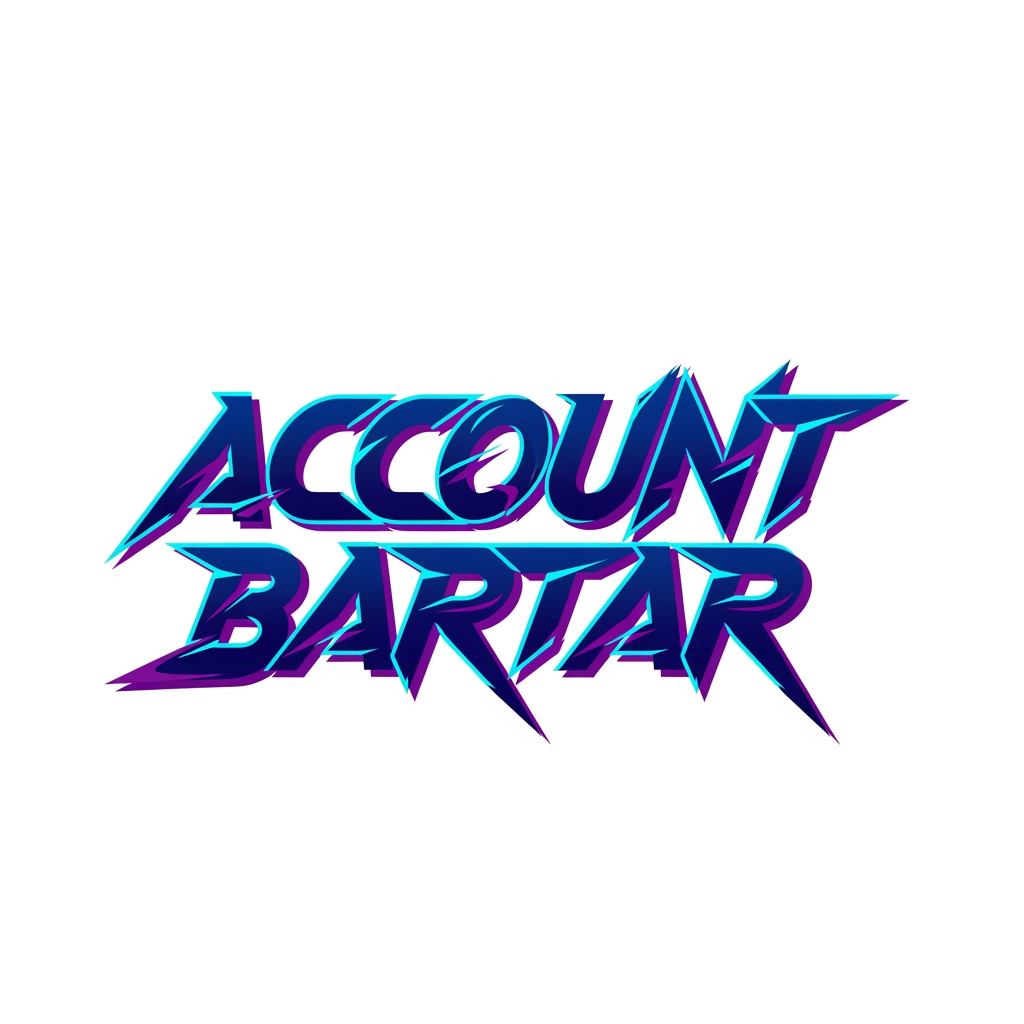 AI Design for Design a world-class esports style wordmark logo for "Account Bartar".
Typography only.
Aggressive yet clean custom lettering.
Dynamic angles, futuristic gaming energy, premium competitive gaming aesthetic.
Highly recognizable silhouette even at small sizes.
Electric blue, neon cyan and purple accents.
Modern vector logo, transparent background.
No icon, no controller, no mascot.
Focus on custom typography and brand identity.