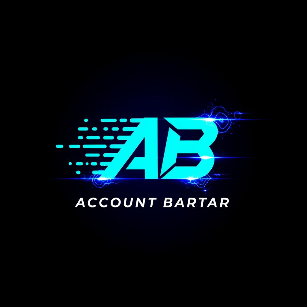 AI Design for Create a modern gaming marketplace logo for "Account Bartar".
Design a custom AB monogram with dynamic speed lines and digital motion effects.
The logo should represent fast account delivery, trust, and premium gaming services.
Sharp futuristic geometry, clean vector design, esports branding quality.
Neon cyan and electric blue highlights on a dark background.
Inspired by high-performance gaming hardware and competitive esports organizations.
No mascot, no animal, no controller, no weapon, no shield, no currency symbols.
Minimalist, memorable, scalable.