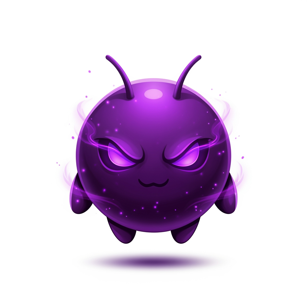 AI Design for Create a world-class premium mascot logo for a professional gaming marketplace.
Design an iconic, perfectly round mythical mascot with an ultra-clean spherical body, tiny floating hands, short legs, and two short antennae. The silhouette must be bold, minimal, instantly recognizable, and suitable for a modern gaming brand.
The mascot should feel like an ultra-rare legendary companion from a AAA fantasy game.
Balance:
40% cute
60% powerful
Its face is the main focus.
Give it glowing arcane violet eyes with a sharp, confident gaze, a subtle fearless smile, and an expression that radiates intelligence, mystery, dominance, and absolute confidence without looking evil or angry.
The character should feel like an ancient magical guardian possessing limitless hidden power.
Surround the body with elegant purple magical energy, soft shadow aura, glowing particles, subtle energy wisps, cinematic rim lighting, premium bloom, glossy reflections, and luxurious lighting.
Use rich Royal Purple, Deep Violet, Indigo, and Lavender gradients inspired by premium fantasy games.
Rendering style:
premium esports mascot logo, modern game icon, polished digital painting, soft 3D, vector-inspired shapes, bold silhouette, smooth curves, high contrast, premium gradients, luxury branding, clean edges, expressive face, iconic proportions, minimal details, professional logo quality.
The mascot must immediately communicate rarity, prestige, confidence, and legendary status.
No armor.
No weapons.
No clothes.
No wings.
No horns.
No monster anatomy.
No realistic body.
No text.
No letters.
No background.
Transparent background.
The final result should look like the official mascot of a billion-dollar gaming company, suitable for website branding, app icon, favicon, merchandise, and esports identity.