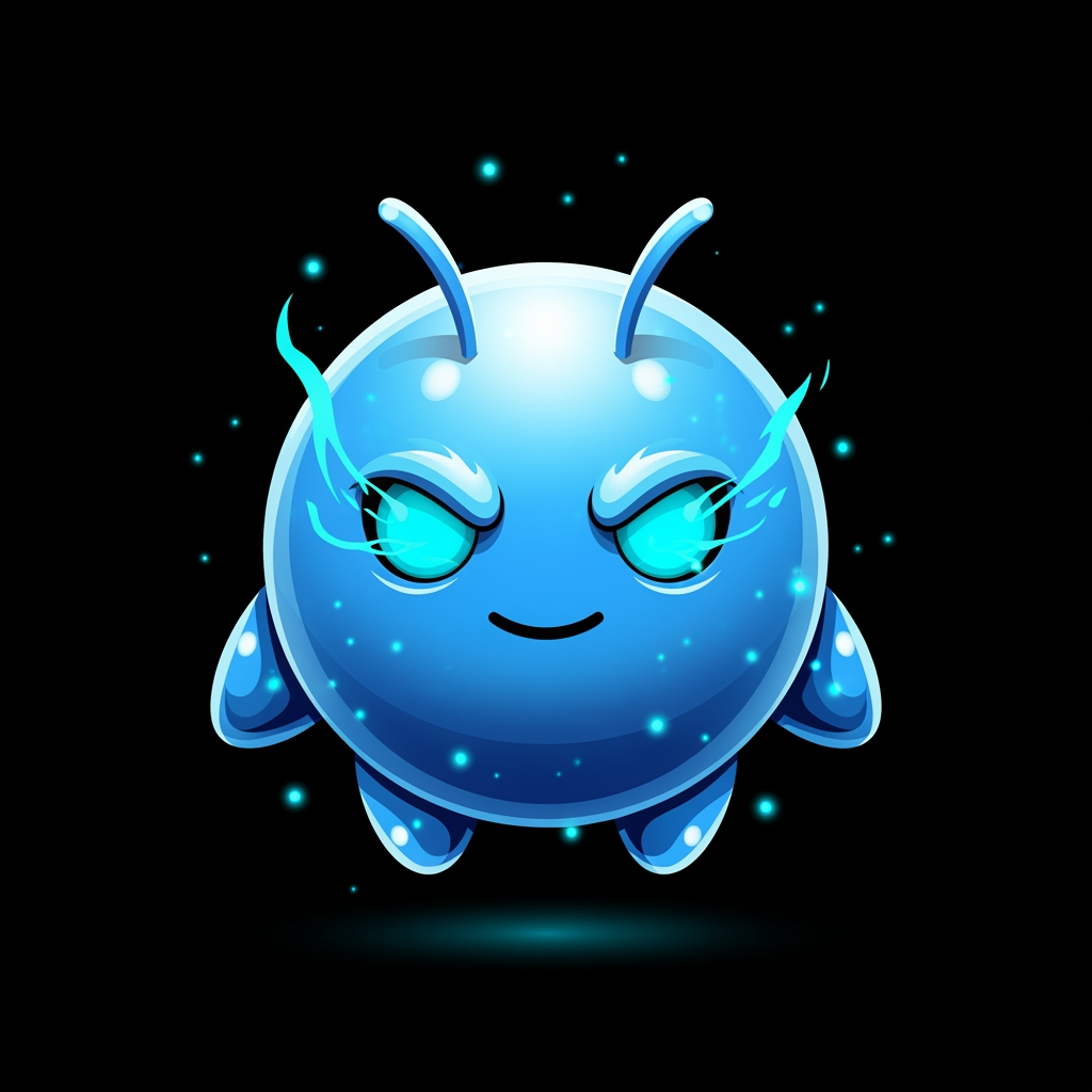 AI Design for Create a world-class premium mascot logo for a professional gaming marketplace.
Design an iconic, perfectly round mythical mascot with an ultra-clean spherical body, tiny floating hands, short legs, and two short antennae. The silhouette must be bold, simple, modern, and instantly recognizable like a premium game icon.
The mascot should feel like a legendary magical companion from a AAA fantasy game.
Balance:
40% adorable
60% powerful
The face is the main focus.
Give it sharp glowing cyan-blue magical eyes with a confident intelligent smile. The expression should radiate calm confidence, hidden power, wisdom, mystery, and heroic charisma without looking evil or aggressive.
Surround the mascot with elegant magical energy, soft glowing particles, subtle aura, cinematic lighting, glossy reflections, soft bloom, and premium highlights.
Color palette:
Ice Blue (#DFF8FF)
Crystal Cyan (#9DEEFF)
Sky Blue (#5CCEFF)
Electric Blue (#2F9CFF)
Pure White highlights (#FFFFFF)
Use bright crystal-like gradients with glossy reflections, luminous lighting, premium bloom, soft rim lighting, subtle magical glow, and high contrast. The mascot should appear bright, vibrant, clean, luxurious, and highly visible on dark backgrounds. Prioritize readability and visual impact at favicon size.
Rendering style:
premium esports mascot logo, AAA game branding, premium mobile game icon, soft 3D, vector-inspired, polished digital illustration, bold silhouette, clean curves, expressive face, luxury branding, minimal details, glossy finish, high contrast.
The mascot must immediately communicate rarity, prestige, confidence, intelligence, and legendary status.
No armor.
No clothes.
No weapons.
No wings.
No horns.
No realistic anatomy.
No text.
No letters.
No background.
Transparent background.
The final logo should resemble the mascot of a top-tier gaming company, suitable for website branding, app icon, favicon, and esports identity.