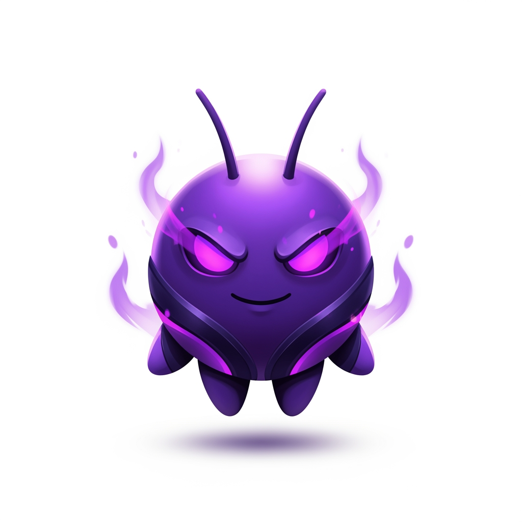 AI Design for Create a world-class premium mascot logo for a professional gaming marketplace.
Design a small, perfectly round mascot with a smooth spherical body, tiny floating arms, short legs, and two short antennae. The silhouette must be extremely simple, bold, iconic, and instantly recognizable, similar to the strongest modern game mascots and mobile game icons.
This is NOT a full character illustration.
It is a premium mascot logo intended for branding.
The mascot should feel:
• 40% adorable
• 60% legendary anime protagonist
Inspired by the mysterious, elegant, overpowered aura of high-end anime such as Solo Leveling, while remaining completely original.
Facial expression:
• sharp glowing magical eyes
• confident, charismatic smile
• intelligent expression
• calm overwhelming confidence
• mysterious hidden power
• heroic presence
• absolutely not angry or evil
The mascot should resemble an S-rank mythical companion or legendary magical creature rather than a cartoon animal.
Visual style:
• premium esports mascot logo
• AAA gaming branding
• premium mobile game icon
• clean geometric silhouette
• bold readable shape
• minimal but expressive
• highly recognizable
• soft 3D rendering
• vector-inspired design
• polished digital illustration
• glossy premium finish
• cinematic lighting
• subtle rim light
• elegant magical glow
• luxury game branding quality
Colors:
Royal Purple
Deep Violet
Dark Indigo
Soft Lavender highlights
Use smooth premium gradients, glossy reflections, magical purple energy, subtle dark aura, soft bloom lighting, and rich contrast while keeping the silhouette clean.
The mascot must feel powerful without becoming complex.
Avoid:
childish proportions
baby-like face
oversized cute eyes
funny expression
realistic anatomy
human body
armor
weapons
clothes
wings
horns
unnecessary accessories
busy details
text
letters
background elements
watermarks
Background:
Transparent background or pure white background.
Composition:
Centered mascot.
Symmetrical composition.
Logo-focused.
Large face.
Strong silhouette.
Minimal negative space.
Quality:
Ultra premium.
Award-winning logo design.
Professional branding.
Memorable.
Iconic.
Perfect for favicon, app icon, website branding, esports identity, and gaming marketplace.