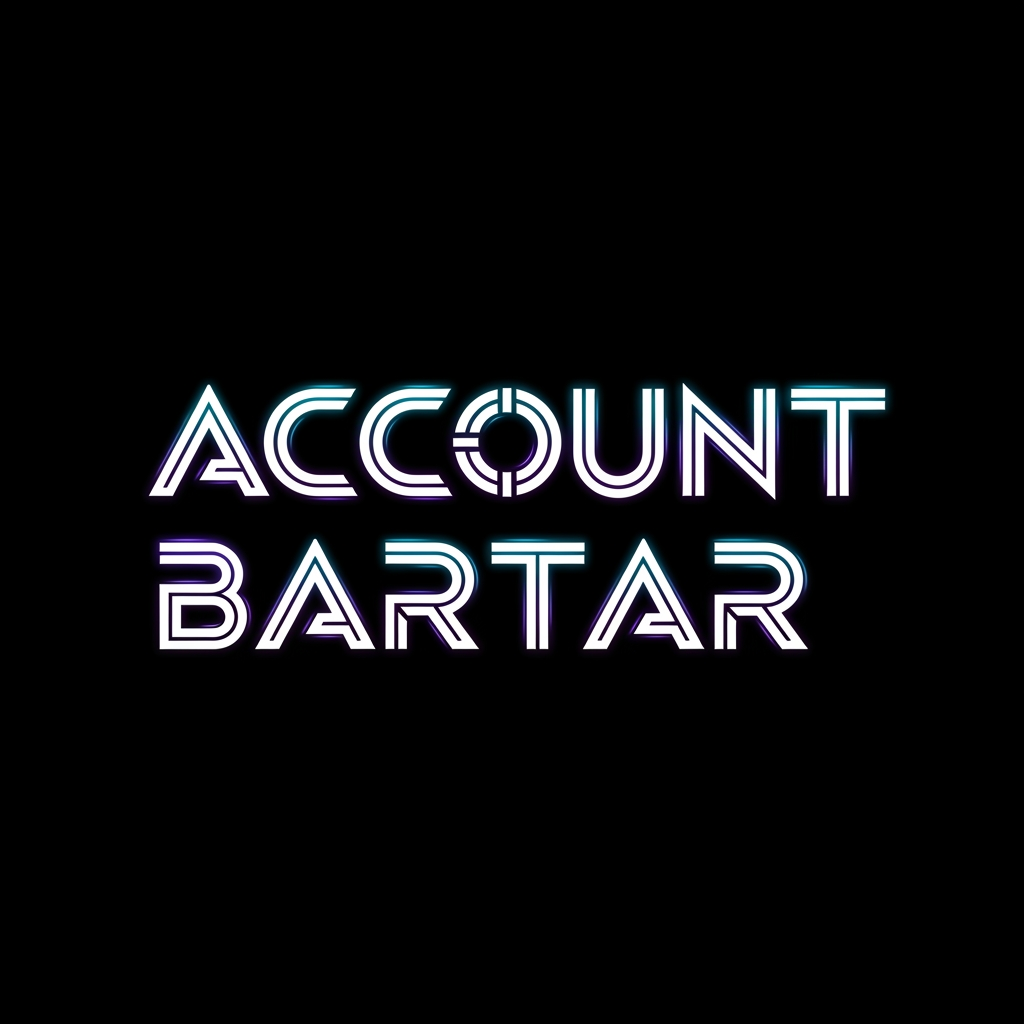 AI Design for Create a premium gaming marketplace wordmark logo for "Account Bartar".
Typography only.
Design a completely custom futuristic typeface for the words "Account Bartar".
The lettering should communicate trust, premium gaming services, secure transactions, digital ownership, and fast account delivery.
Modern esports-inspired typography combined with high-end technology and fintech branding.
Clean geometric construction, sharp cuts, subtle cyber-tech details, balanced spacing, and distinctive character design.
Incorporate unique letter modifications and custom shapes that make the wordmark highly recognizable and ownable as a standalone brand identity.
Dark background presentation.
Electric cyan, neon blue, and subtle violet glow accents.
Minimalist vector design, ultra-clean edges, professional startup quality.
No icon, no monogram, no symbol, no mascot, no controller, no shield, no extra graphics.
Focus entirely on the custom typography of "Account Bartar".
Award-winning branding quality, memorable, scalable, and suitable for a global gaming marketplace platform.
Transparent background.