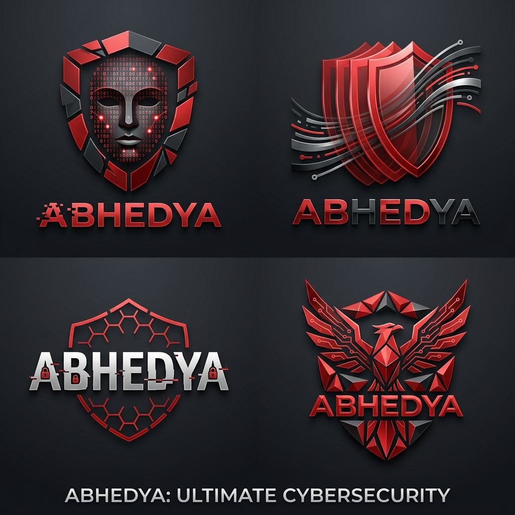 AI Design for I WANT TO CREATE A LOGO FOR MY CYBERSECURITY APP NAMED ABHEDYA IN RED AND BLACK AND AESTHETIC UNIQUE THIS IS GOOD BUT BETTER