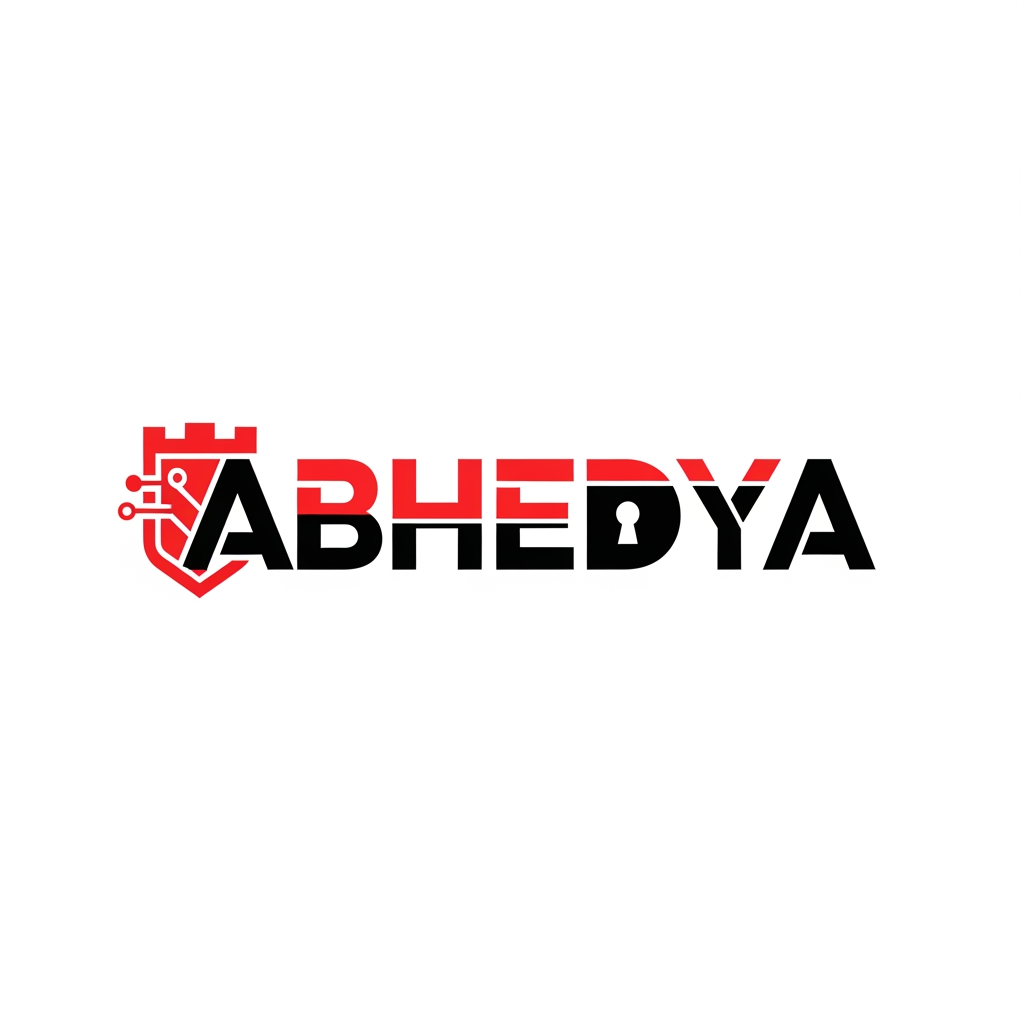 AI Design for I WANT TO CREATE A LOGO FOR MY CYBERSECURITY APP NAMED ABHEDYA IN RED AND BLACK AND AESTHETIC UNIQUE