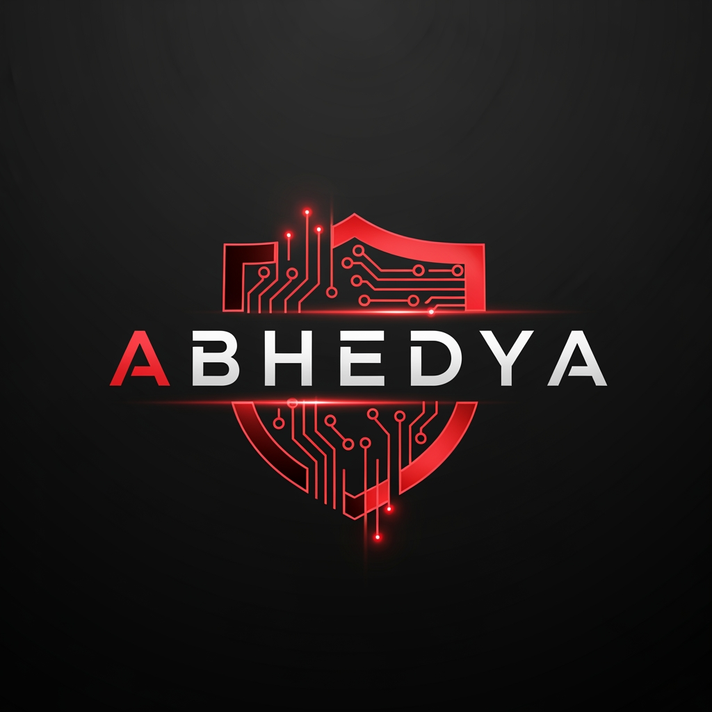 AI Design for I WANT TO CREATE A LOGO FOR MY CYBERSECURITY APP NAMED ABHEDYA IN RED AND BLACK AND AESTHETIC UNIQUE
