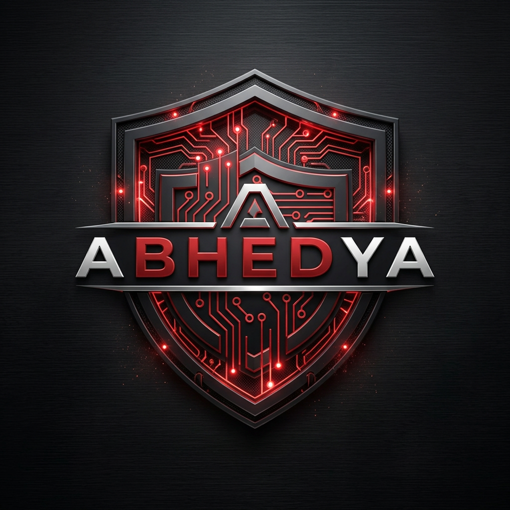 AI Design for I WANT TO CREATE A LOGO FOR MY CYBERSECURITY APP NAMED ABHEDYA IN RED AND BLACK AND AESTHETIC UNIQUE THIS IS GOOD BUT BETTER