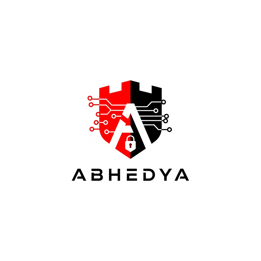 AI Design for I WANT TO CREATE A LOGO FOR MY CYBERSECURITY APP NAMED ABHEDYA IN RED AND BLACK AND AESTHETIC UNIQUE