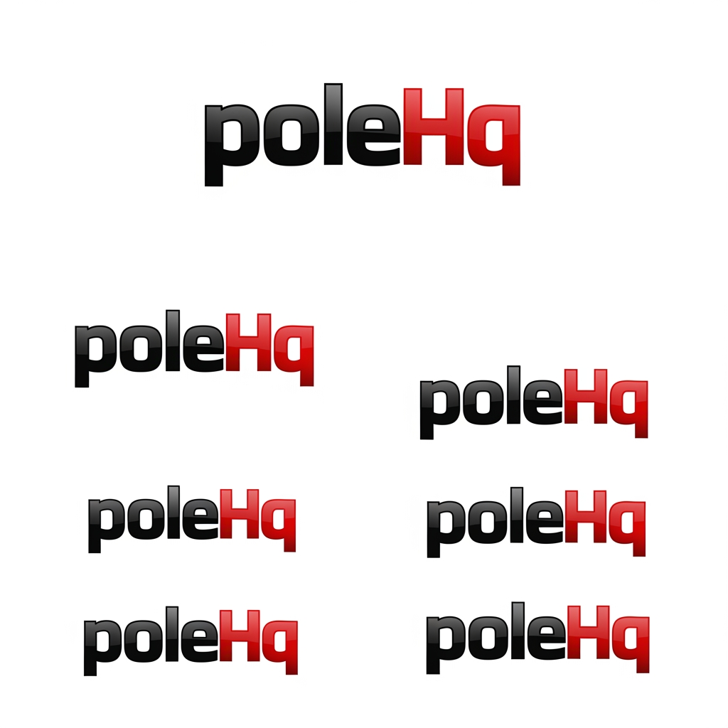AI Design for poleHq make a logo out of it just typography logo make it slick give like 5 alternatives ... mix between black and #E10600 color