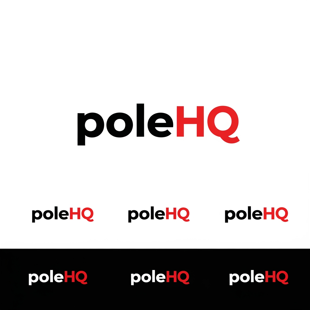AI Design for poleHq make a logo out of it just typography logo make it slick give like 5 alternatives ... mix between black and #E10600 color