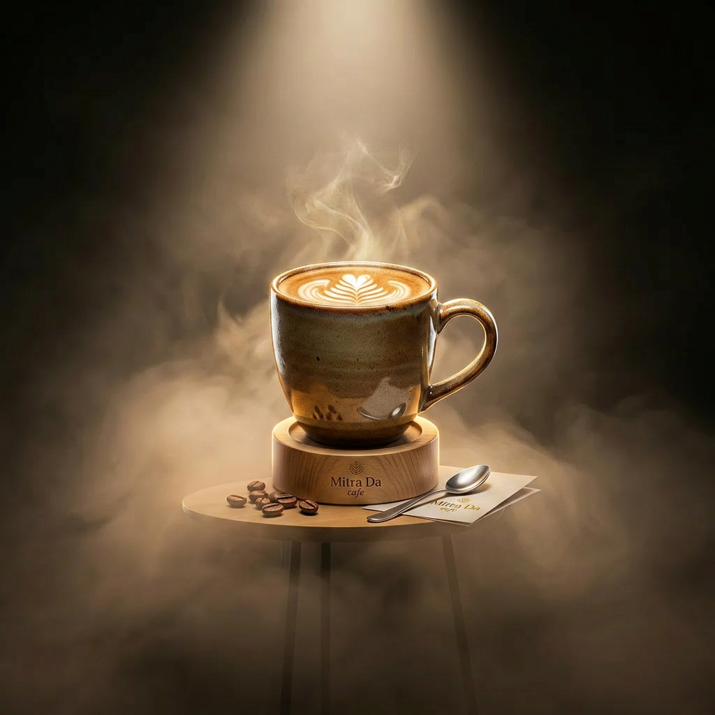 AI Design for Mitra Da cafe
Apply the following visual style: A cinematic hero product photograph of {{product}}, emerging from soft glowing fog with a focused top spotlight and strong rim lighting, dramatic premium advertising photography style, ultra‑high‑resolution detail.
The last reference image is a design/composition template: match its layout, framing, and overall visual style while following the user's prompt for subject matter where indicated.