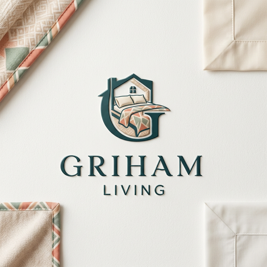 AI Design for logo for brand name Griham Living category bedsheets dohar etc