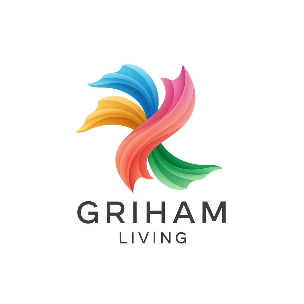 AI Design for brand name griham living make a logo category bedsheet dohar etc use bright colours