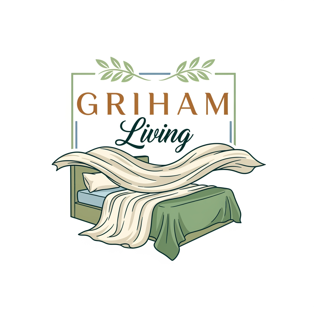 AI Design for create a logo brand name griham living categary in bedsheet dohar etc creative show bedsheet in bedroom