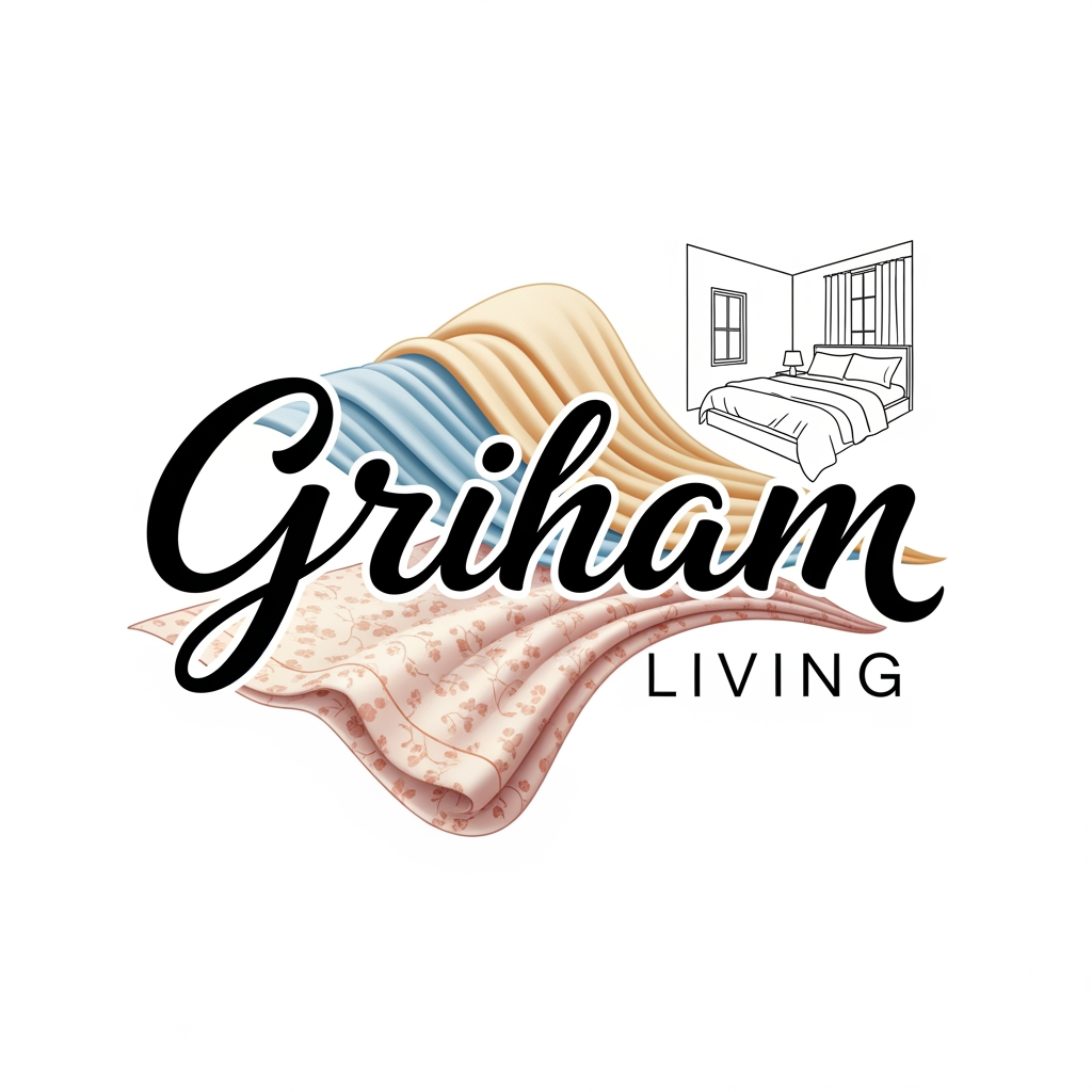 AI Design for create a logo brand name griham living categary in bedsheet dohar etc creative show bedsheet in bedroom
