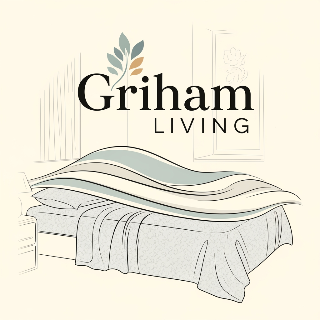 AI Design for create a logo brand name griham living categary in bedsheet dohar etc creative show bedsheet in bedroom